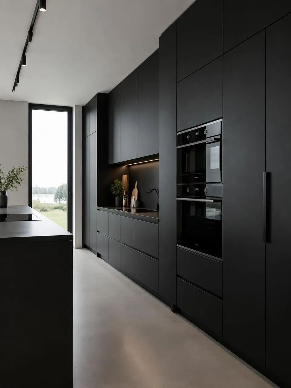 Moderne Küche in mattem Schwarz